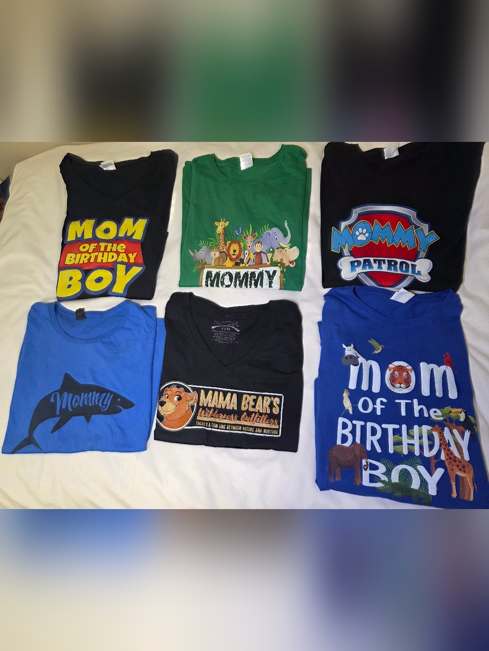Mommy Birthday Mom Fun Playful Themed Tshirts Bundle of 6- Size Lg